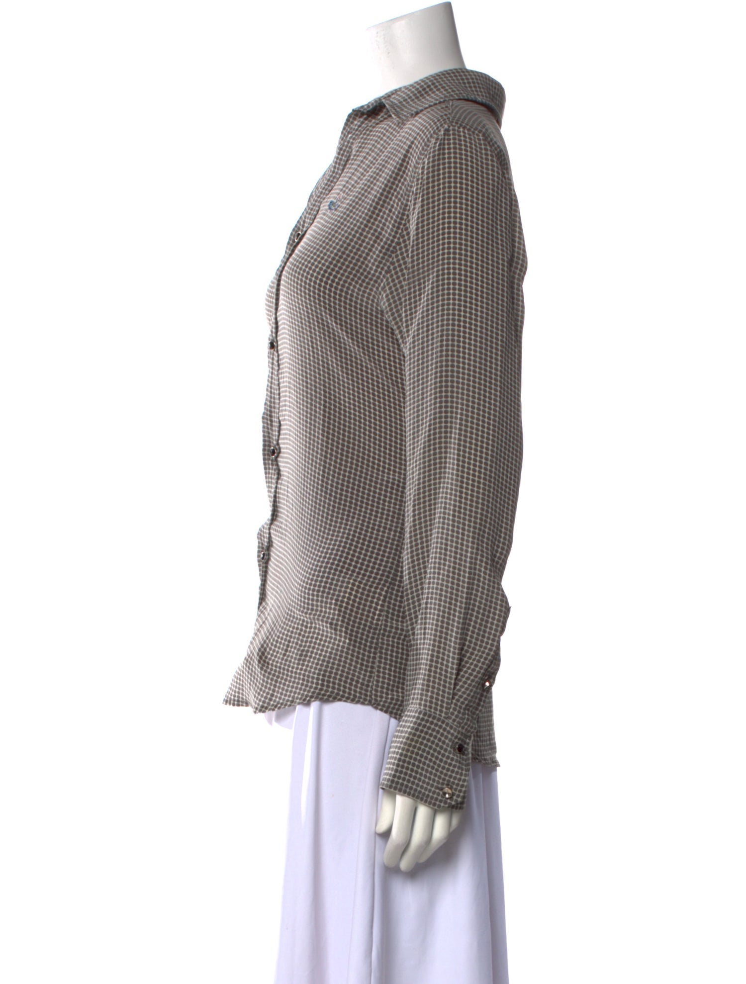 Vivienne Westwood Silk Plaid Print Button-Up Top