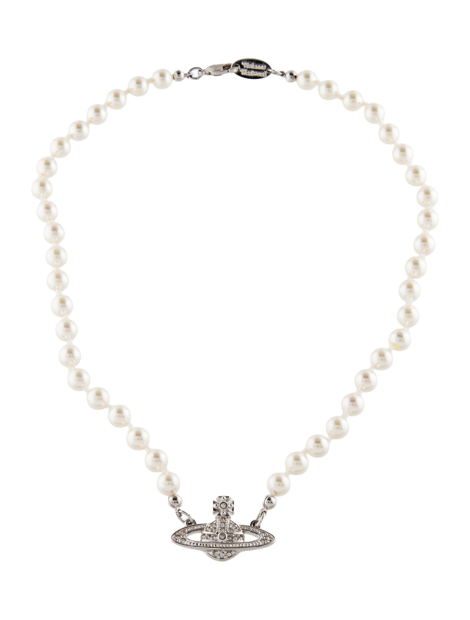 Vivienne Westwood Faux Pearl Mini Bas Relief Pendant Choker Necklace