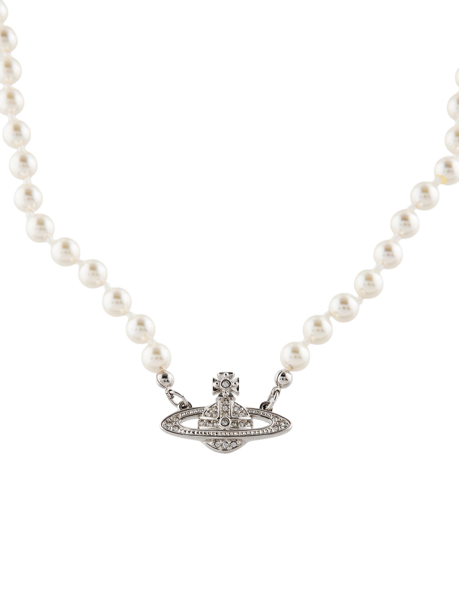 Vivienne Westwood Faux Pearl Mini Bas Relief Pendant Choker Necklace
