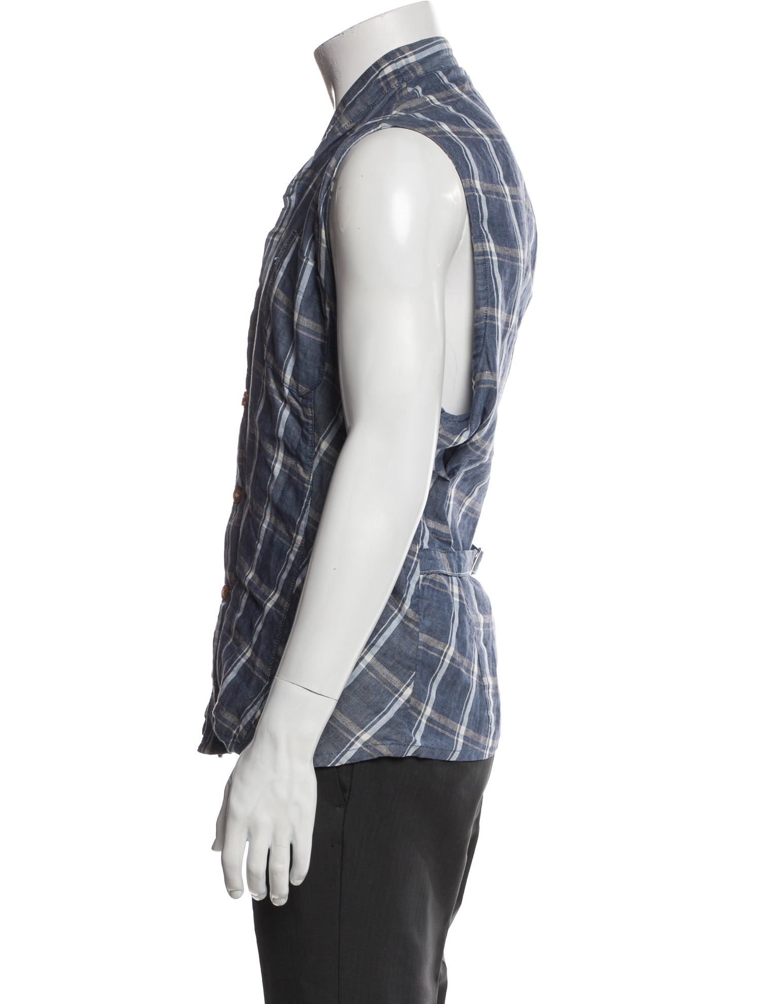 Vivienne Westwood Plaid Print Sleeveless Denim Shirt