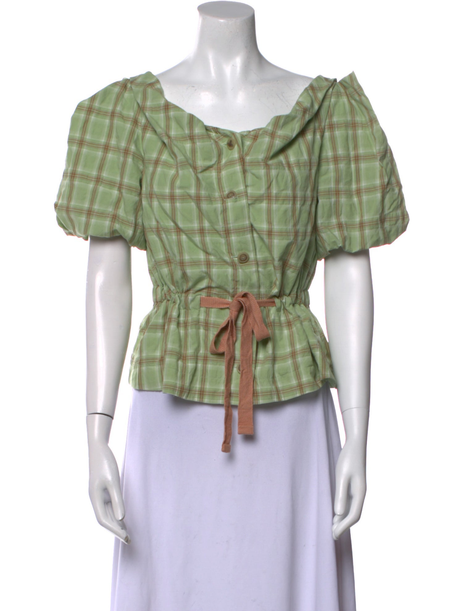 Vivienne Westwood Plaid Print Square Neckline Crop Top