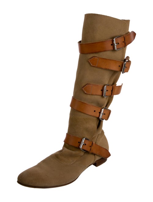 Vivienne Westwood Suede Colorblock Pattern Lace-Up Boots