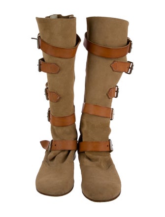 Vivienne Westwood Suede Colorblock Pattern Lace-Up Boots