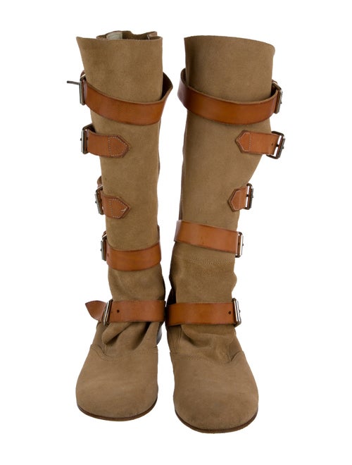 Vivienne Westwood Suede Colorblock Pattern Lace-Up Boots