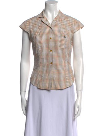 Vivienne Westwood Plaid Print Short Sleeve Button-Up Top