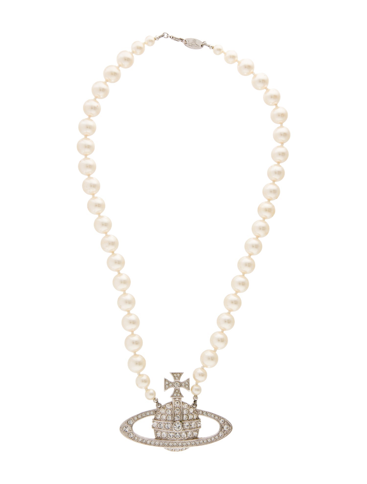 Vivienne Westwood Faux Pearl Bas Relief Orb Pendant Necklace