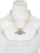 Vivienne Westwood Faux Pearl Bas Relief Orb Pendant Necklace