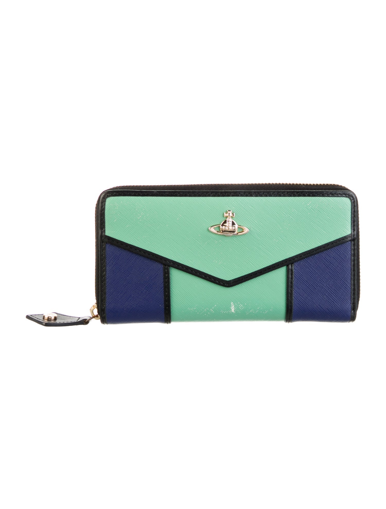 Vivienne Westwood Leather Colorblock Pattern Continental Wallet