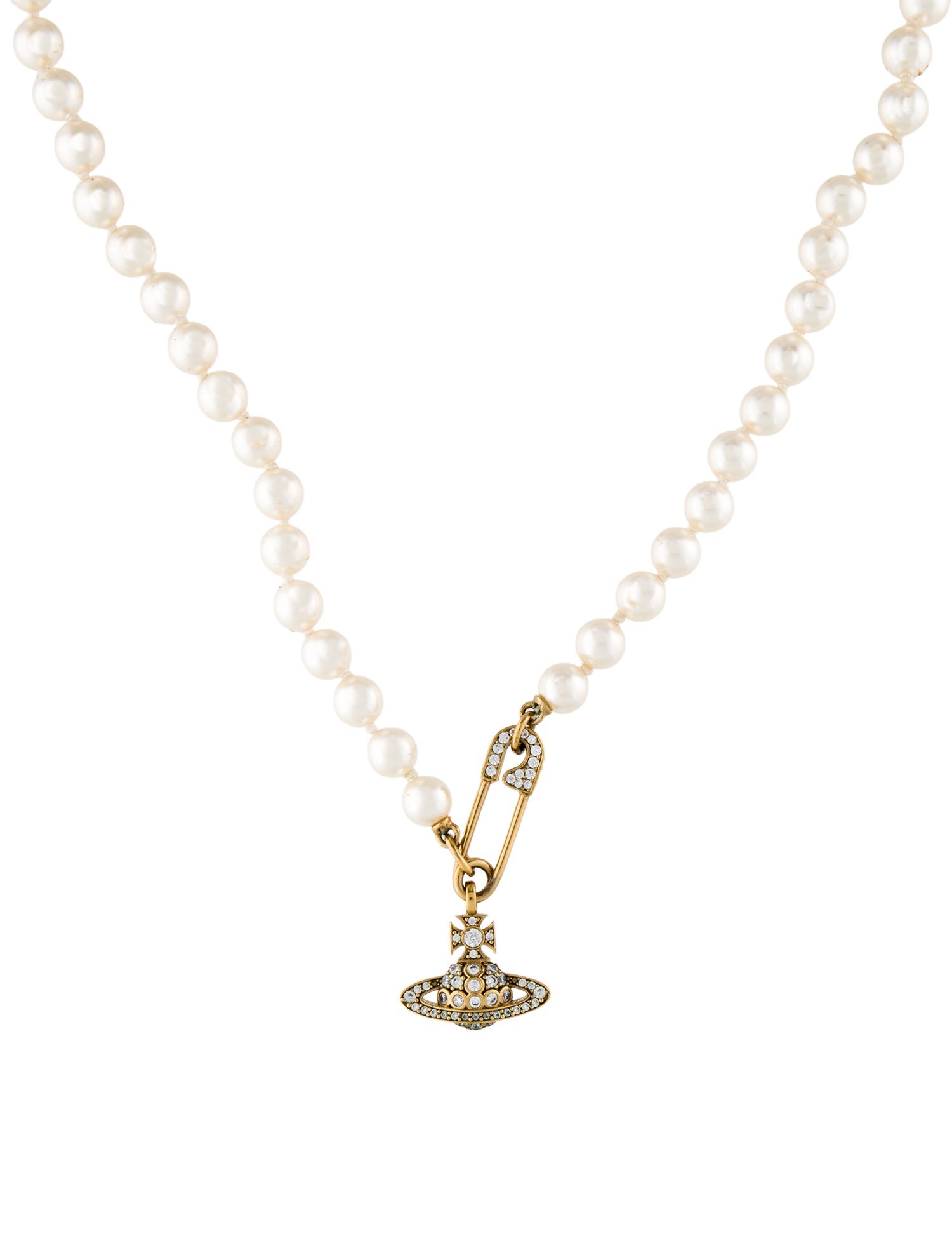 Vivienne Westwood Faux Pearl & Crystal Lucrece Pendant Necklace