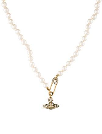 Vivienne Westwood Faux Pearl & Crystal Lucrece Pendant Necklace