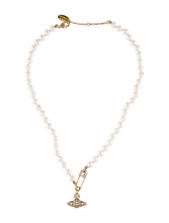 Vivienne Westwood Faux Pearl & Crystal Lucrece Pendant Necklace
