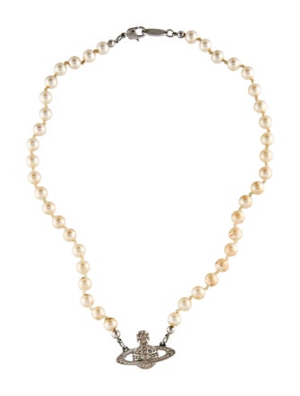 Vivienne Westwood Faux Pearl Mini Bas Relief Choker Necklace