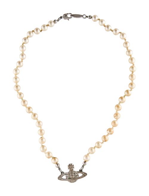 Vivienne Westwood Faux Pearl Mini Bas Relief Choker Necklace