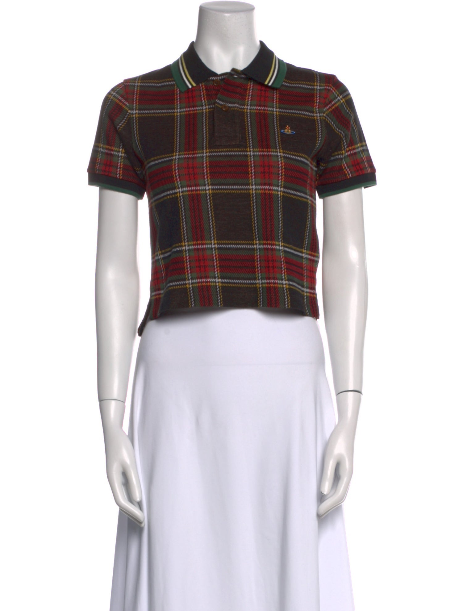 Vivienne Westwood Plaid Print Short Sleeve Crop Top