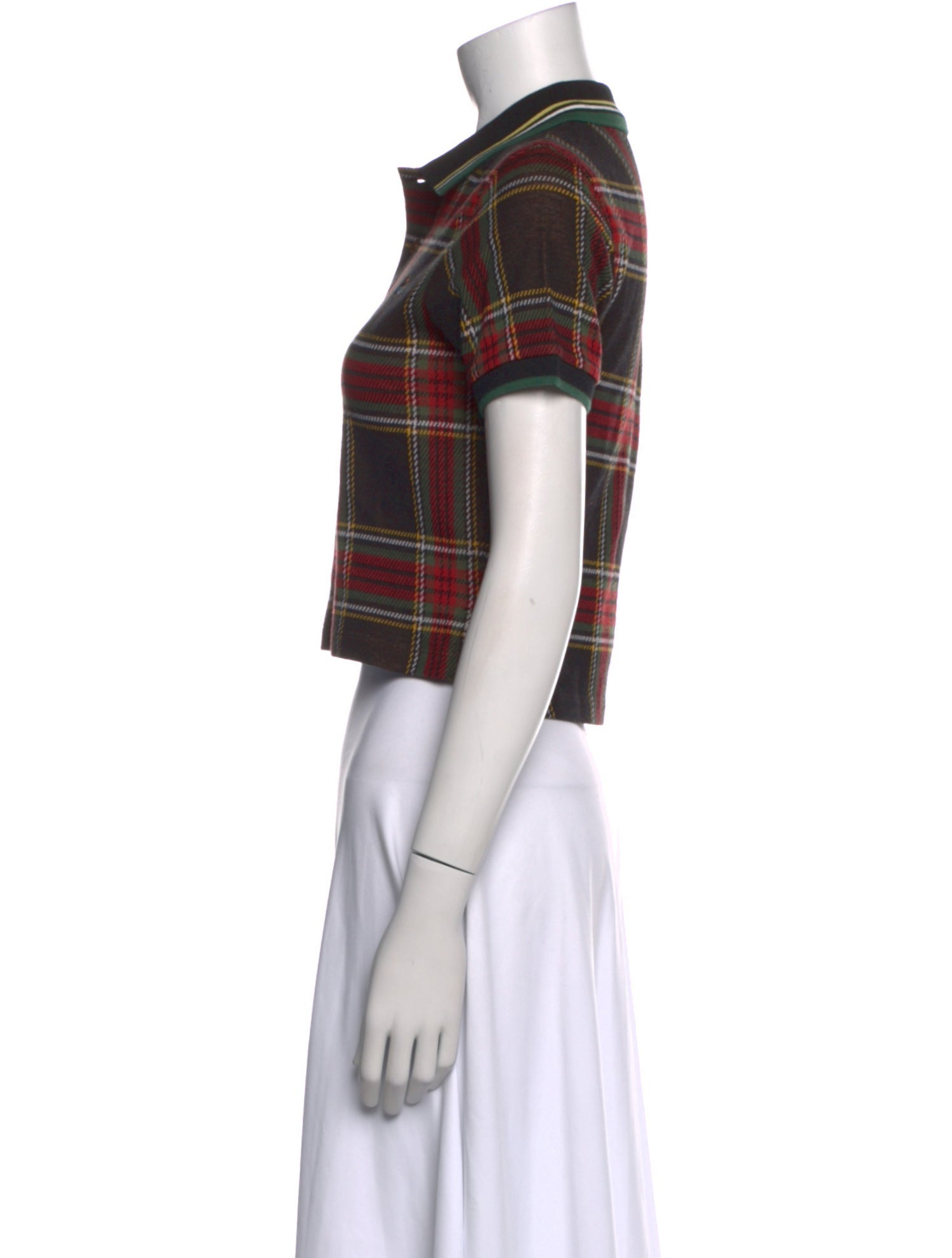 Vivienne Westwood Plaid Print Short Sleeve Crop Top