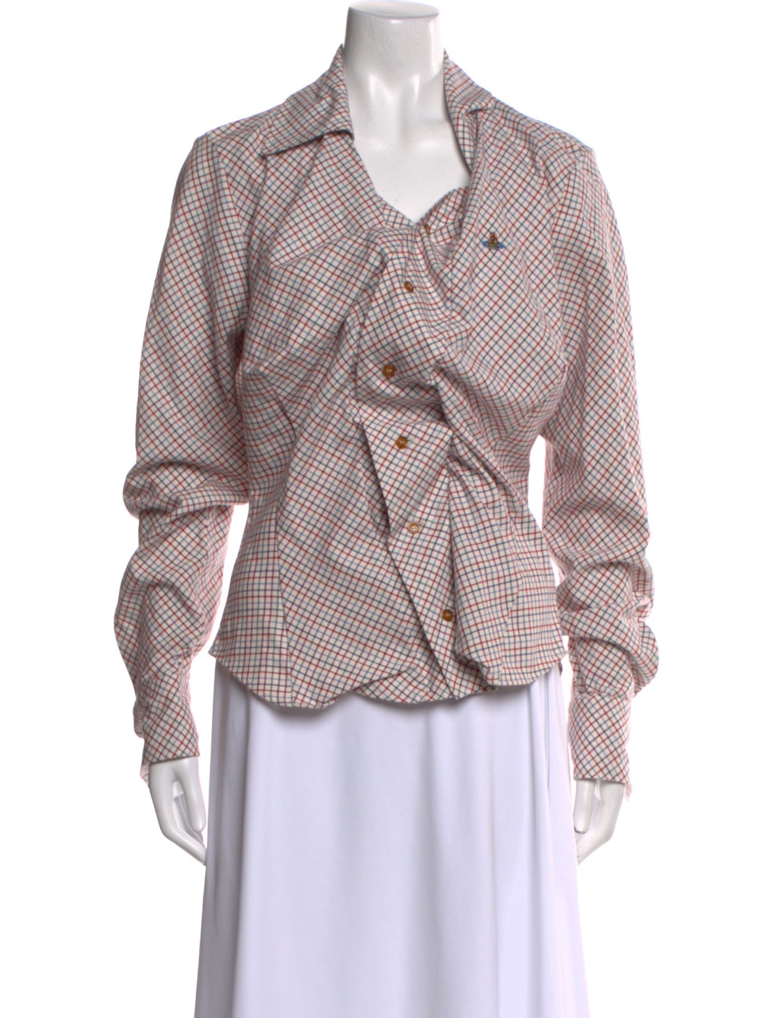 Vivienne Westwood Plaid Print Long Sleeve Button-Up Top