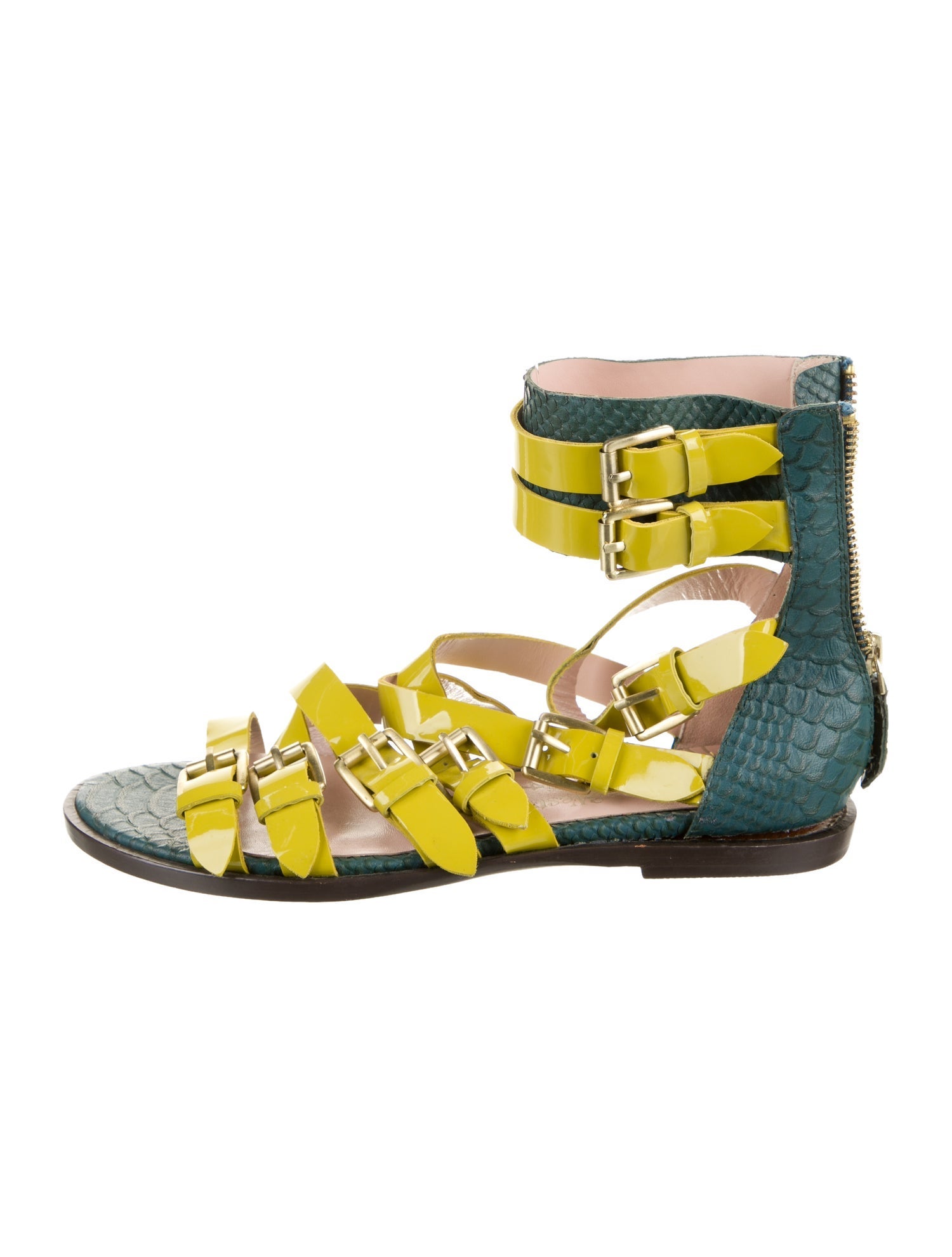 Vivienne Westwood Patent Leather Colorblock Pattern Gladiator Sandals