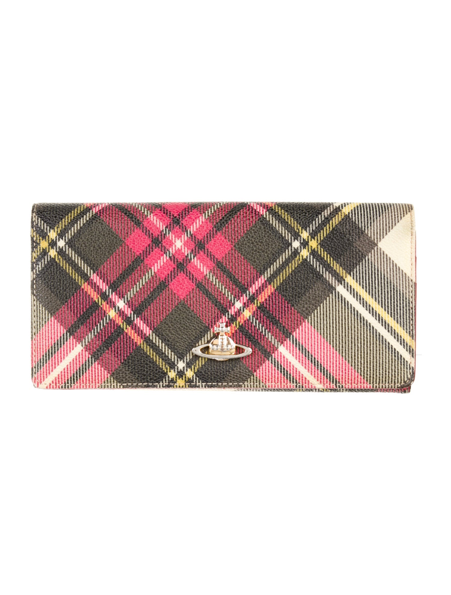 Vivienne Westwood Leather Plaid Print Continental Wallet
