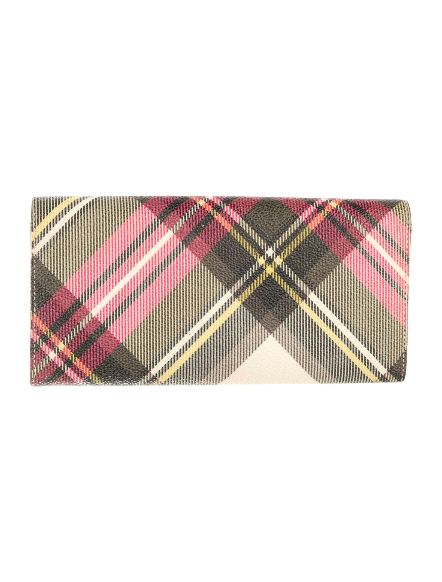 Vivienne Westwood Leather Plaid Print Continental Wallet