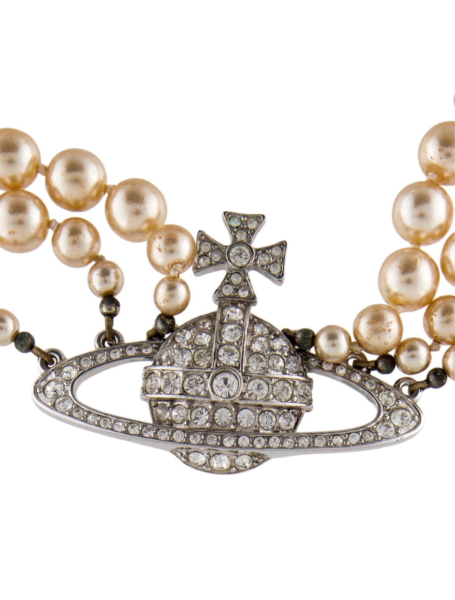 Vivienne Westwood Three Row Faux Pearl Bas Relief Choker