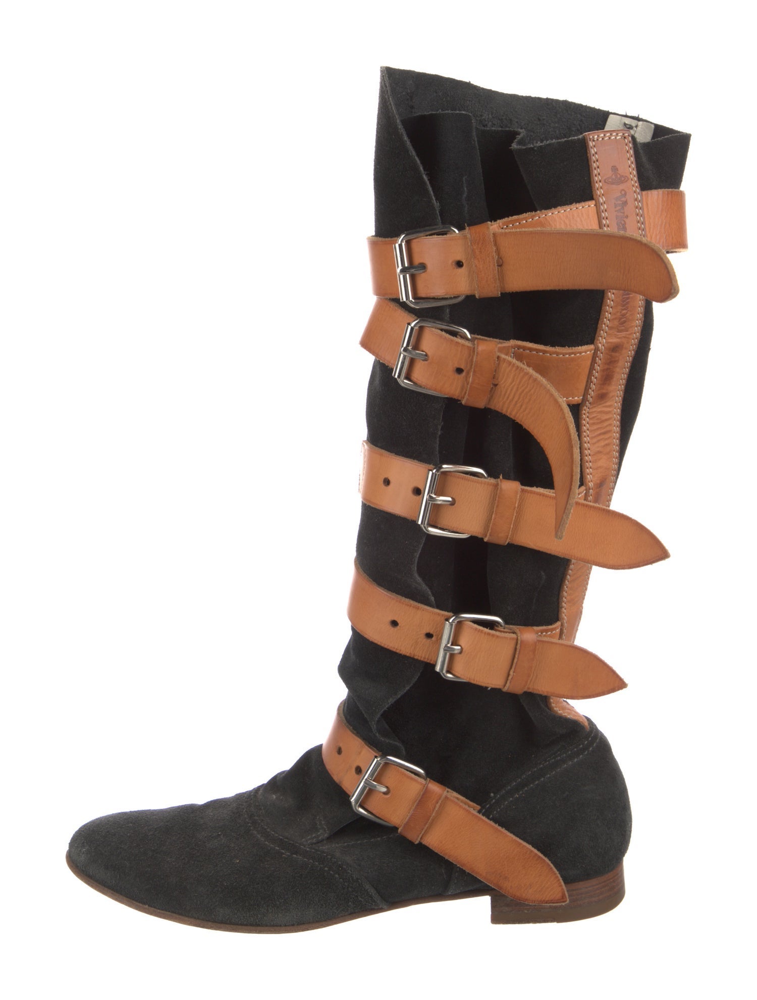 Vivienne Westwood Suede Colorblock Pattern Boots