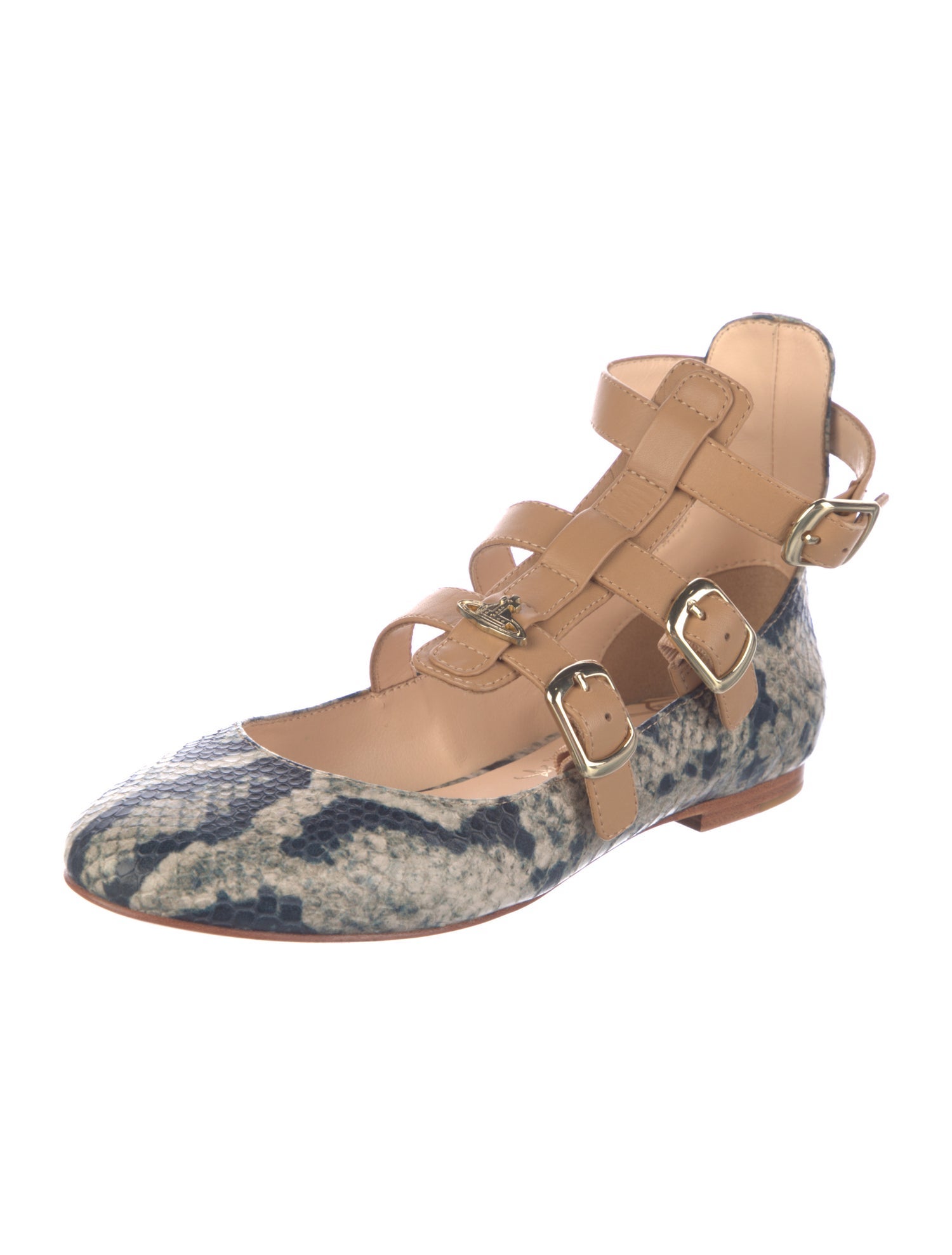 Vivienne Westwood Embossed Leather Animal Print Flats