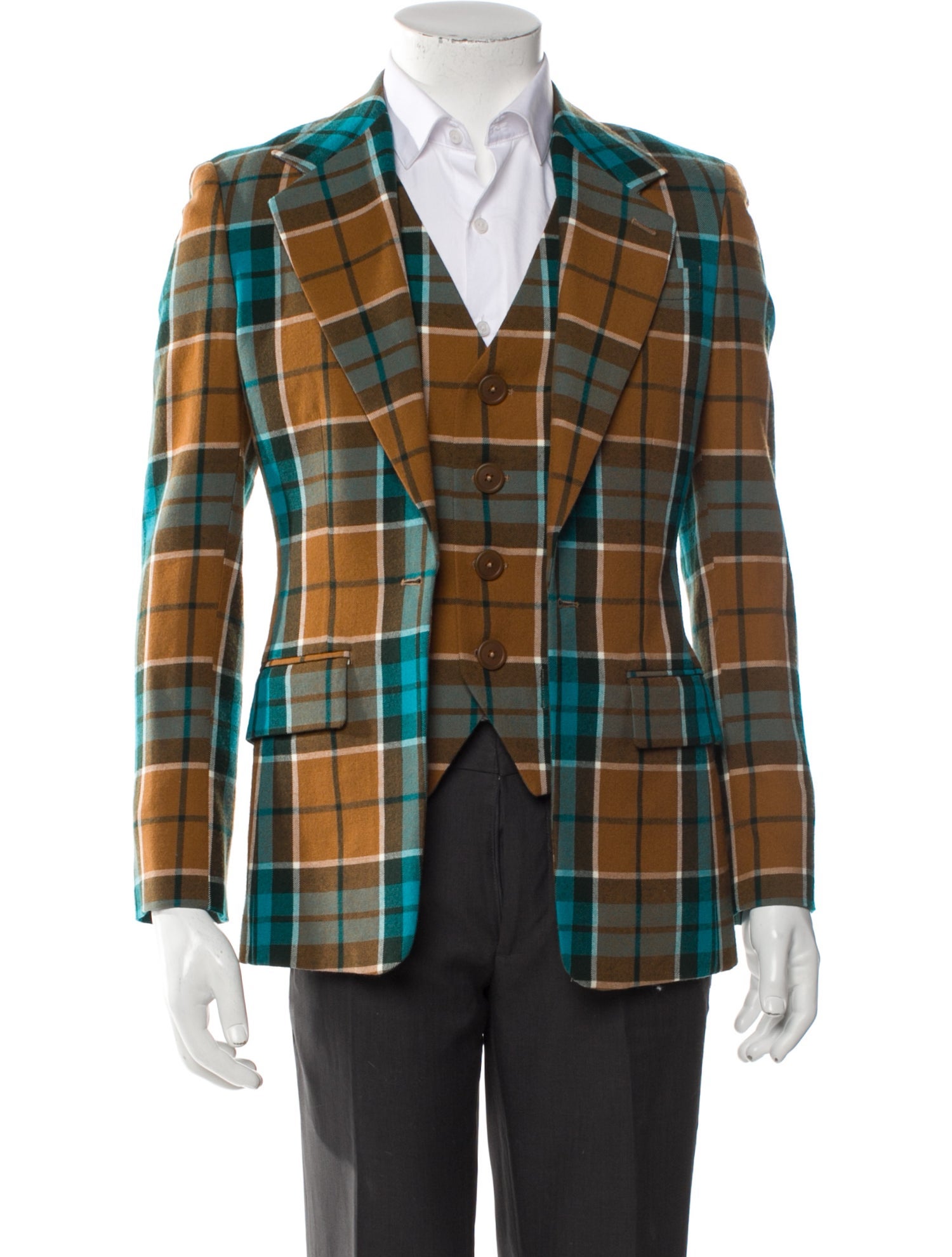 Vivienne Westwood Wool Plaid Print Blazer