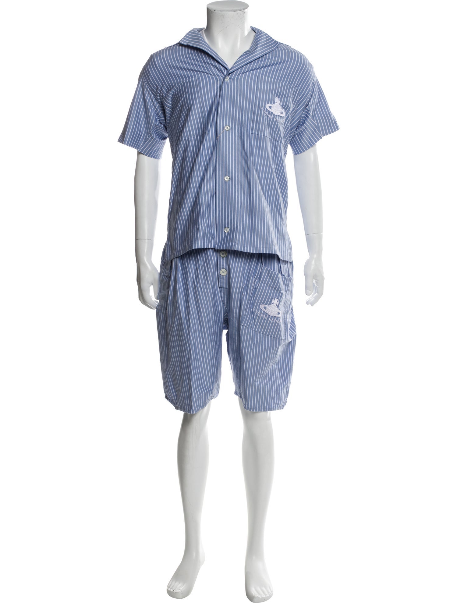 Vivienne Westwood Striped Embroidered Accent Pajama Set