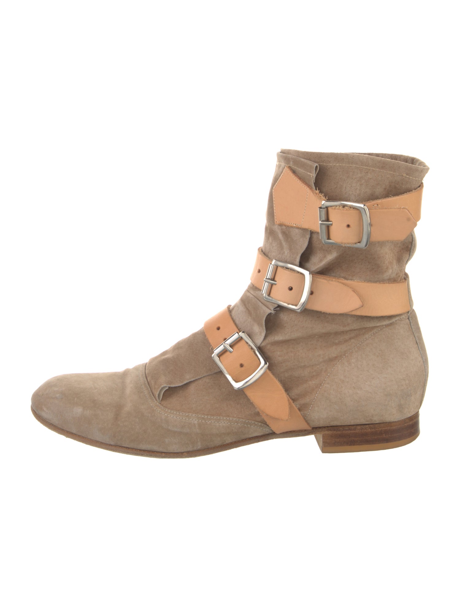 Vivienne Westwood Suede Colorblock Pattern Moto Boots