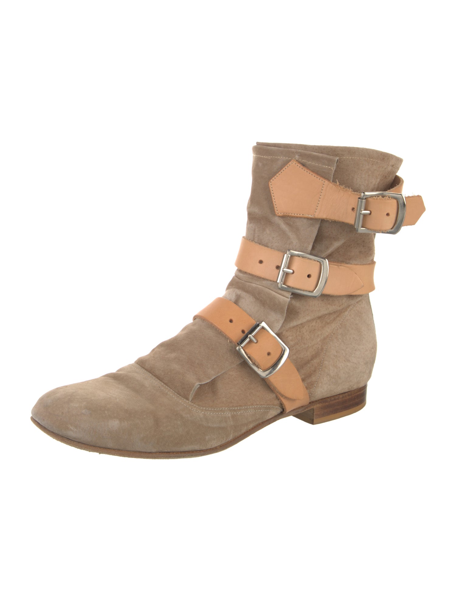 Vivienne Westwood Suede Colorblock Pattern Moto Boots