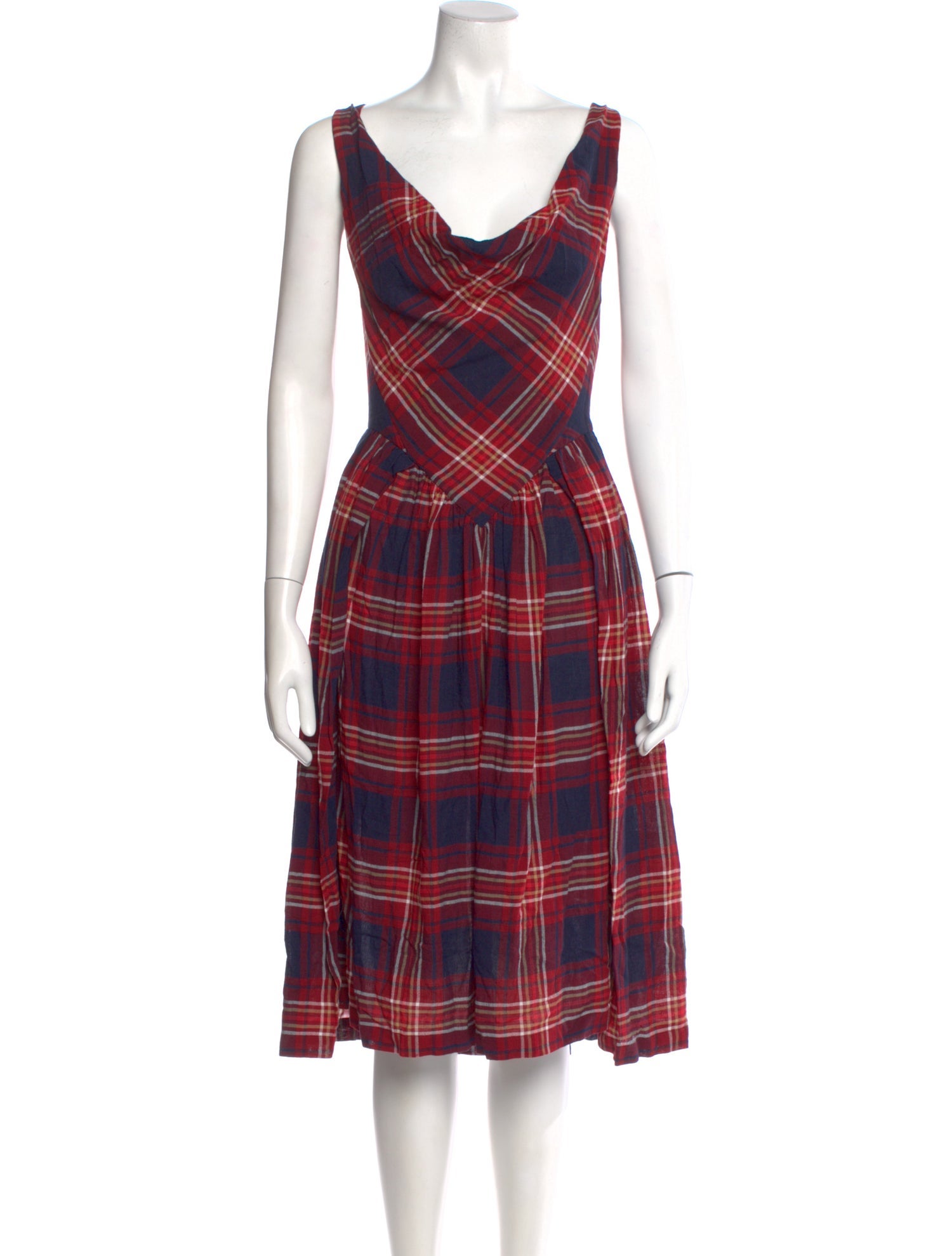 Vivienne Westwood Plaid Print Midi Length Dress w/ Tags