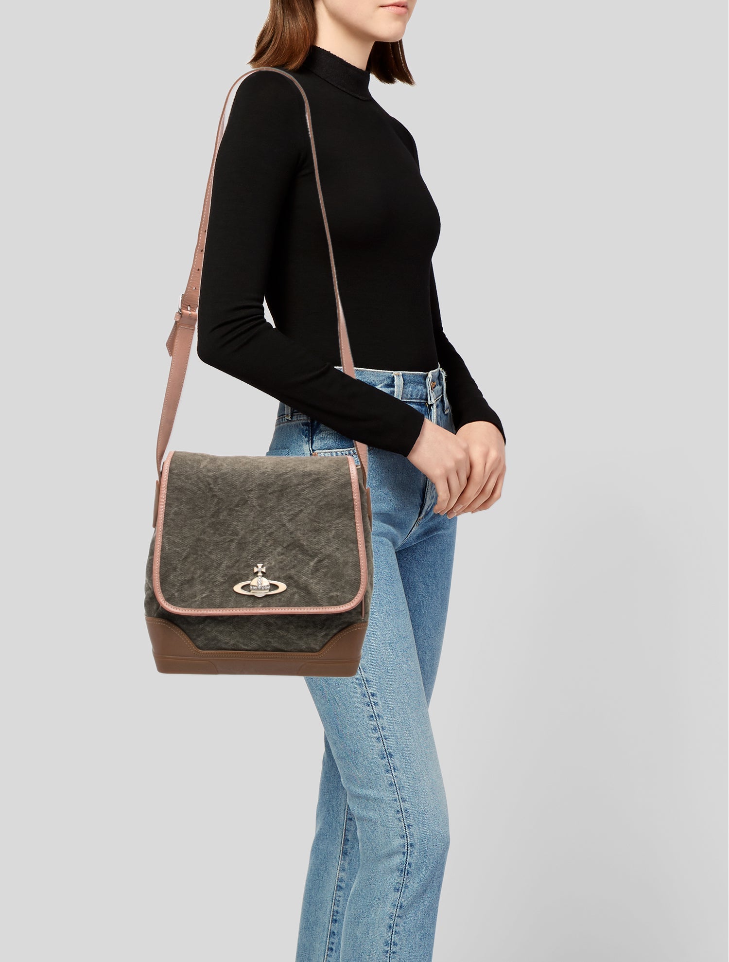 Vivienne Westwood Embossed Leather Shoulder Bag - Pink Shoulder
