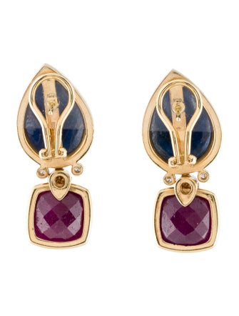 Barry Brinker 18K Sapphire, Ruby & Diamond Drop Earclips