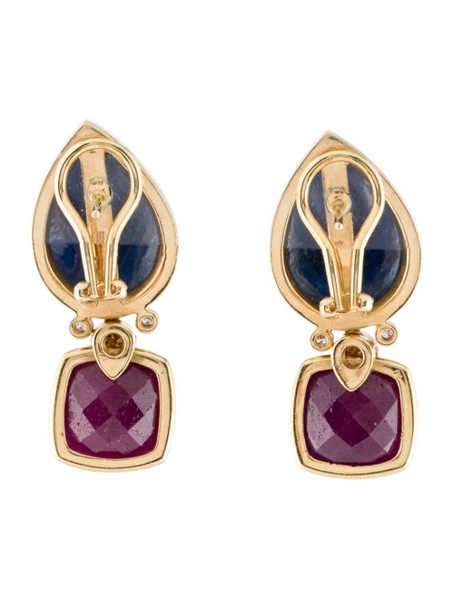 Barry Brinker 18K Sapphire, Ruby & Diamond Drop Earclips