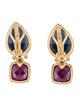 Barry Brinker 18K Sapphire, Ruby & Diamond Drop Earclips