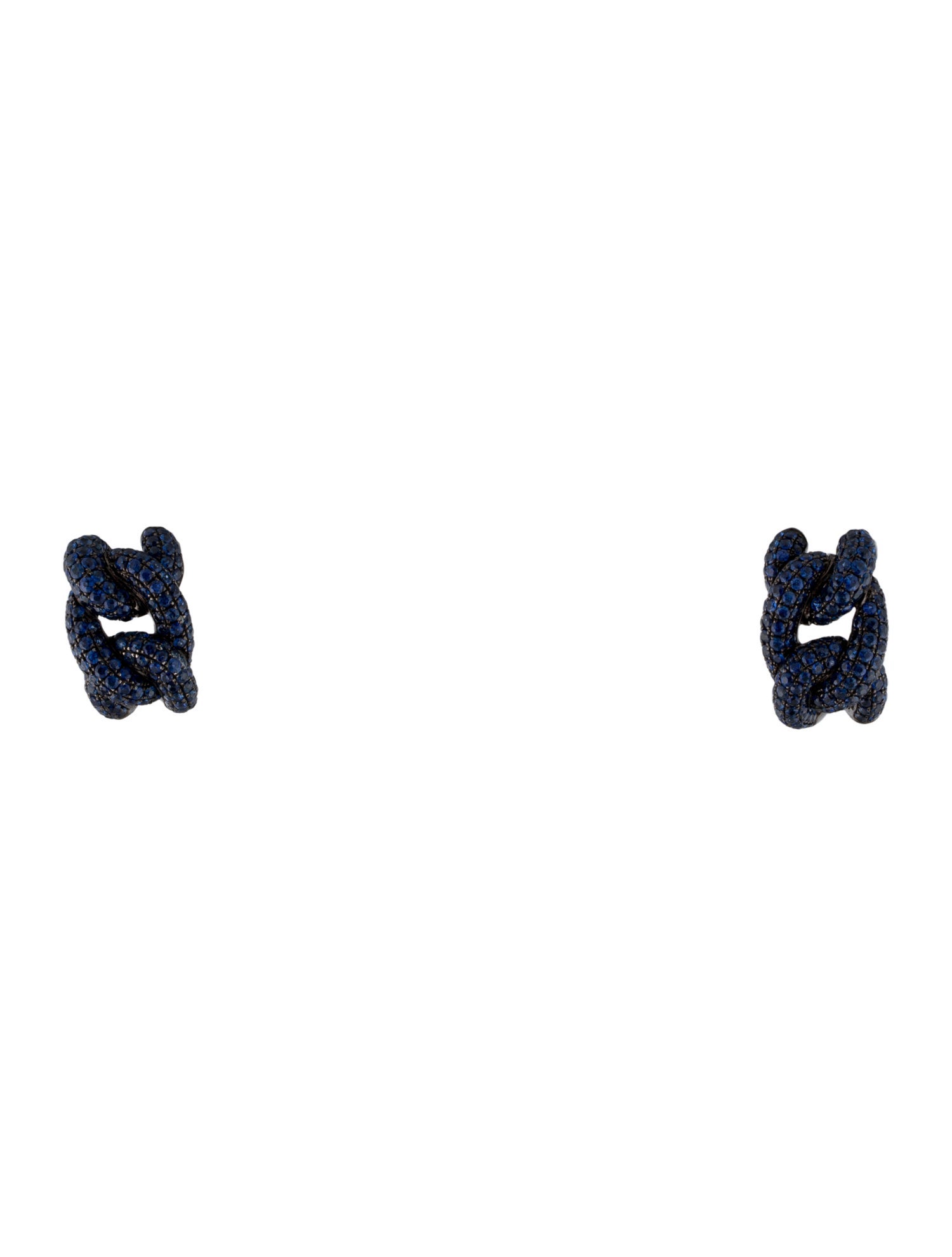 Barry Brinker Cuban Link Blue Sapphire Earclip Earrings