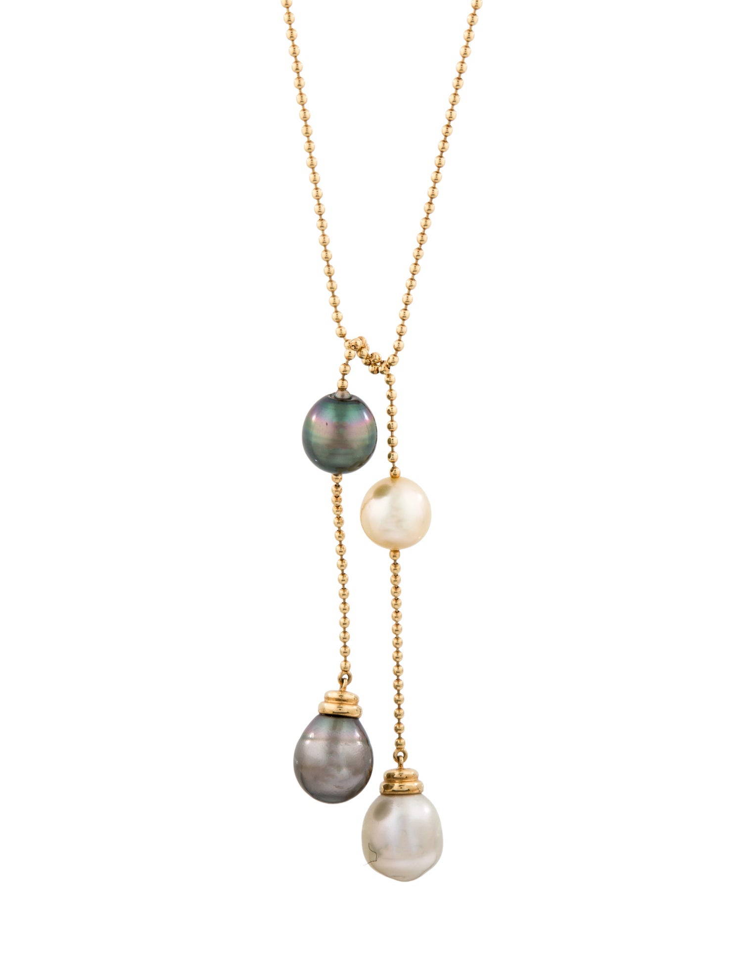 Barry Brinker 18K Pearl Lariat Necklace