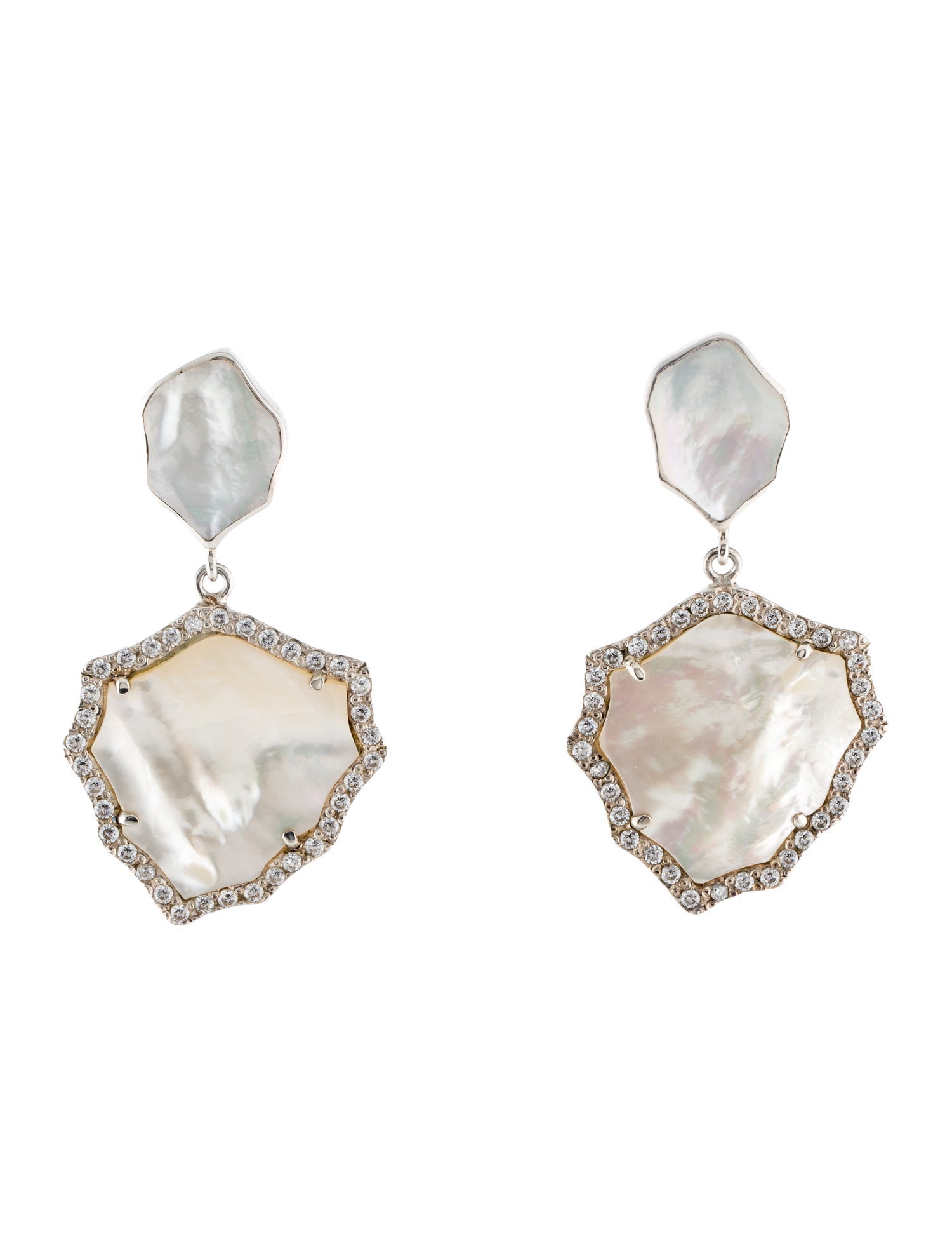Barry Brinker Crystal & Mother-of-Pearl Drop Earrings