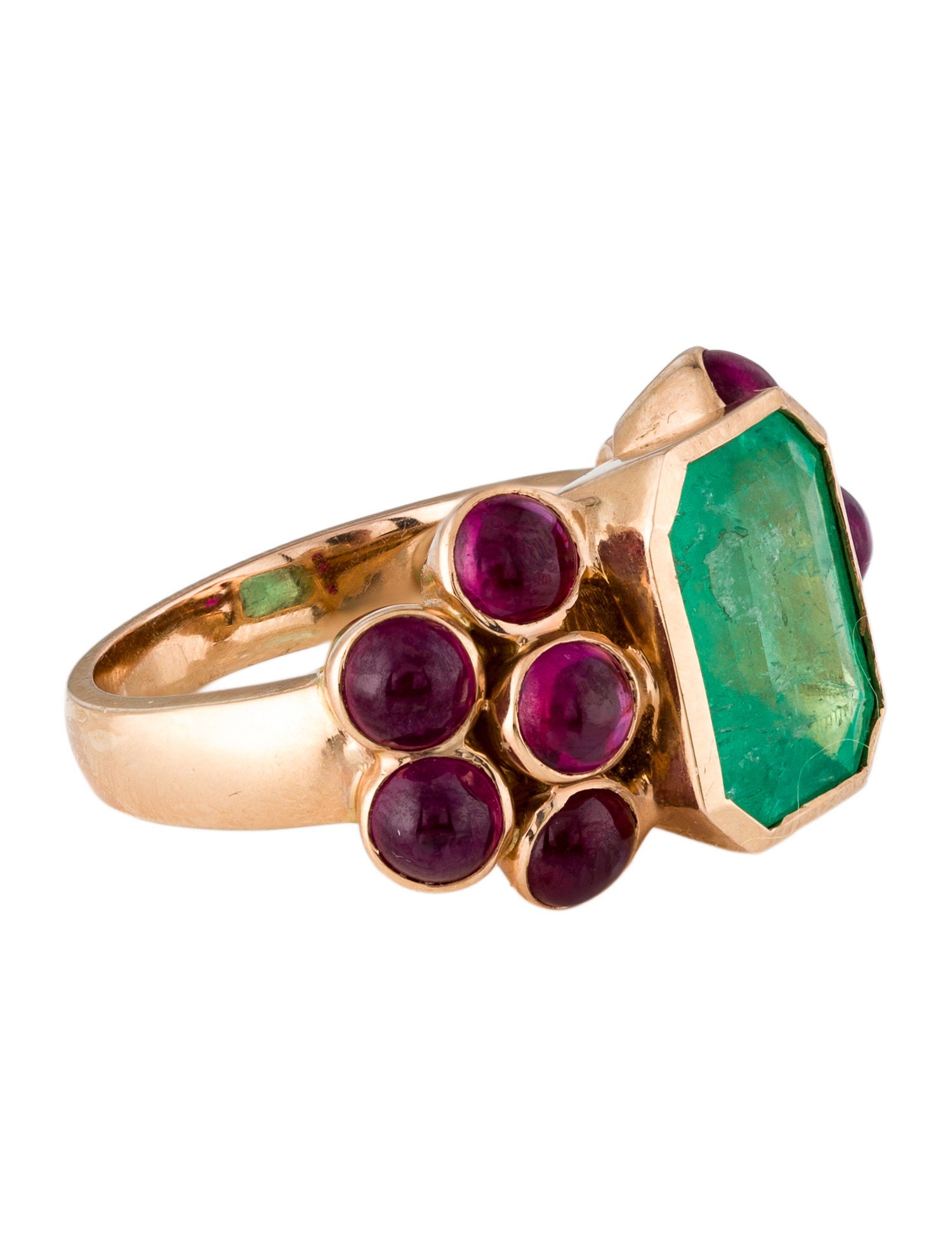 Barry Brinker 18K 4.74ct Emerald & Ruby Cocktail Ring
