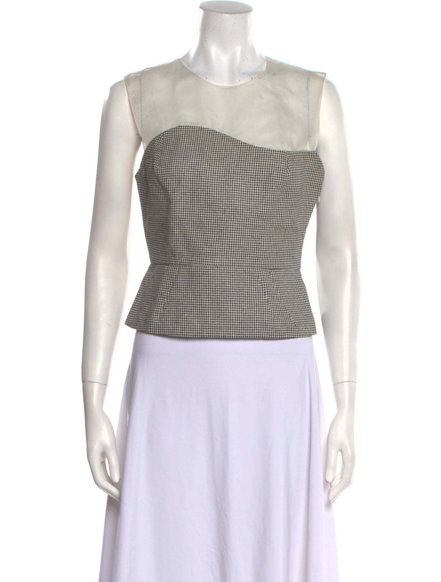 Vika Gazinskaya Plaid Print Crew Neck Crop Top