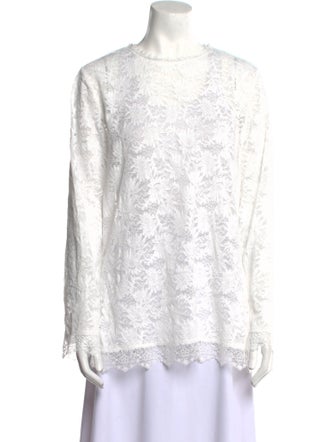 Vika Gazinskaya Lace Crew Neck Blouse
