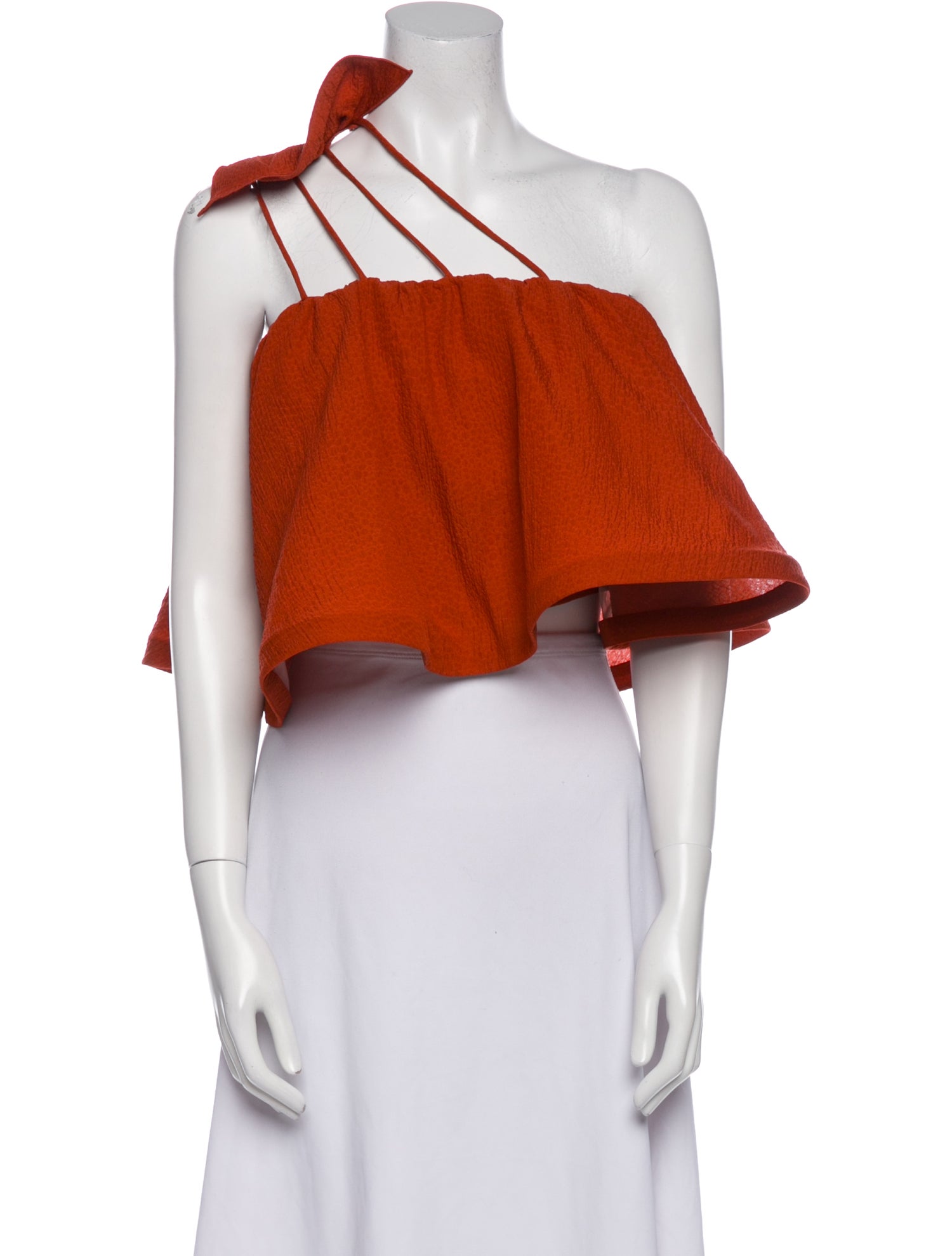Vika Gazinskaya Silk One-Shoulder Crop Top