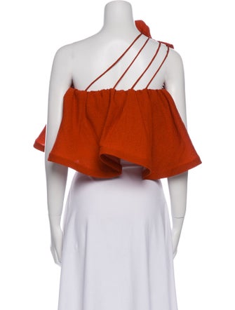 Vika Gazinskaya Silk One-Shoulder Crop Top