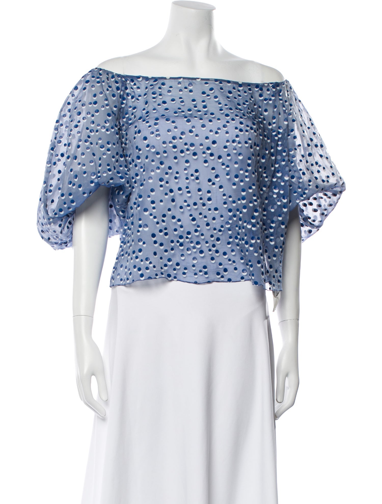 Vika Gazinskaya Printed Off-The-Shoulder Crop Top