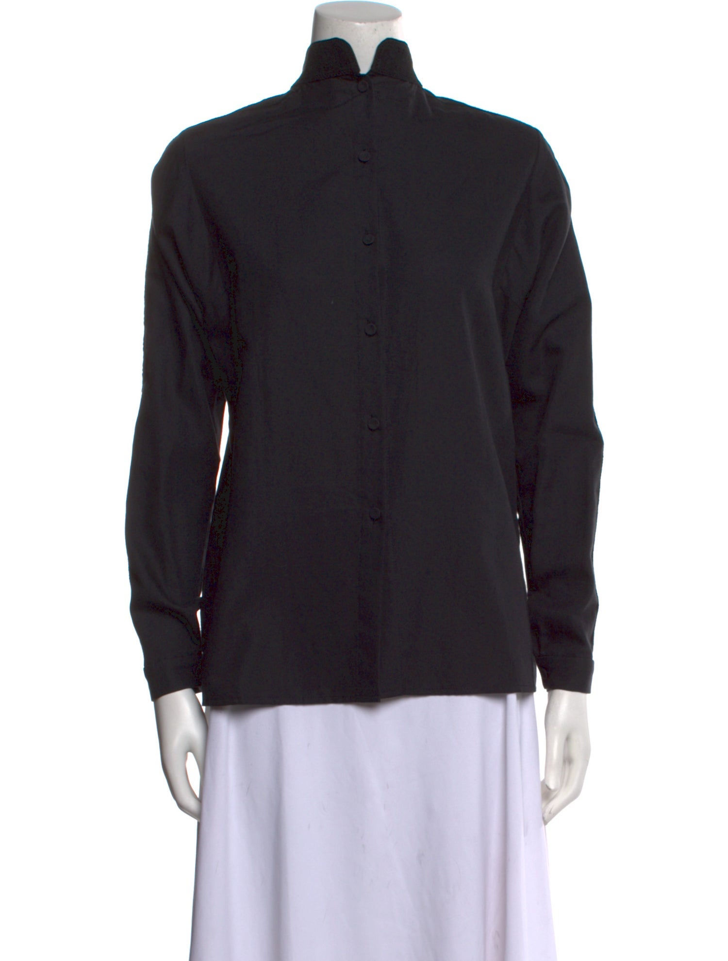 Vilshenko Mock Neck Long Sleeve Button-Up Top