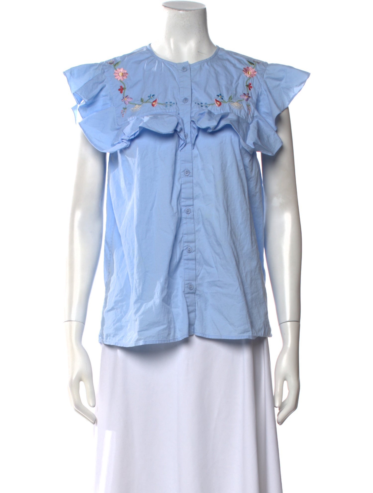 Vilshenko Crew Neck Short Sleeve Blouse