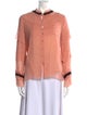 Vilshenko Silk Mock Neck Button-Up Top