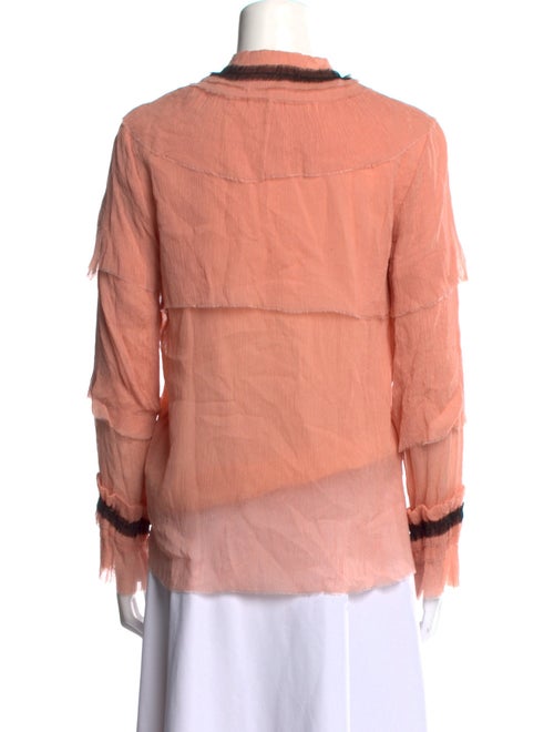 Vilshenko Silk Mock Neck Button-Up Top