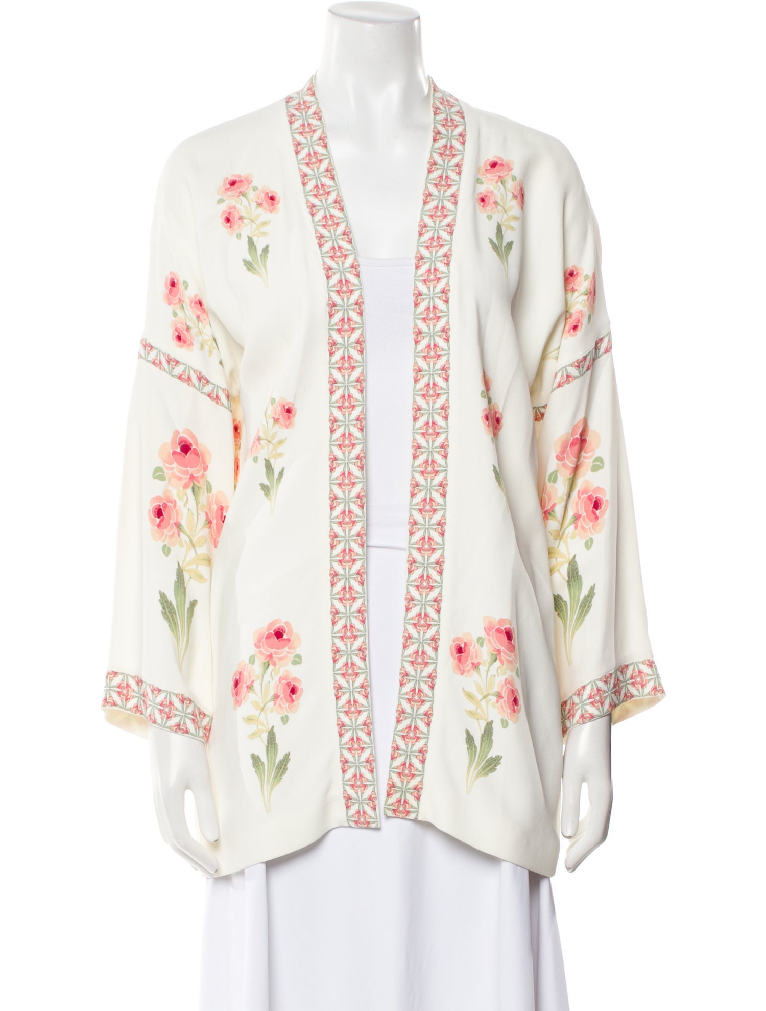 Vilshenko Floral Print Open Front Sweater