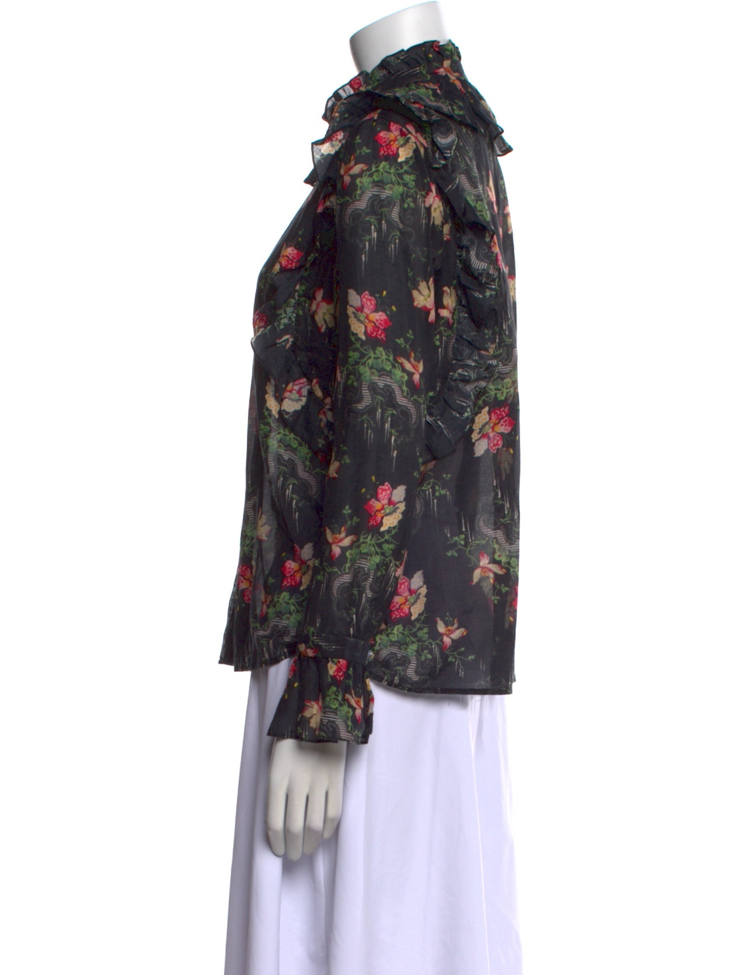 Vilshenko Floral Print Mock Neck Blouse